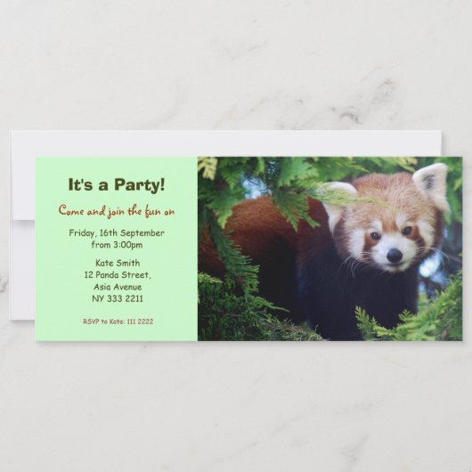 uitnodiging van de Rode Panda-partij (Voorkant)