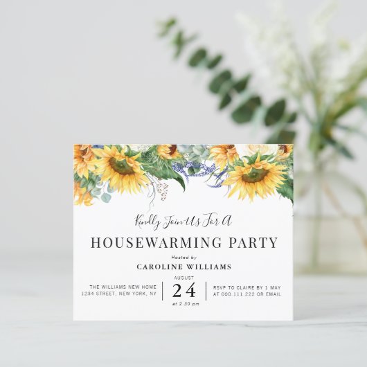 uitnodiging van de roemeense partij voor zonnebloe (Staand voorkant)