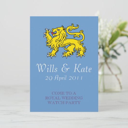 Uitnodiging van de Royal Wedding Watch Party (Blau (Staand voorkant)