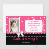 uitnodiging van de roze Birthday Party (Voorkant / Achterkant)