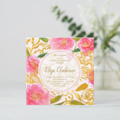 uitnodiging van de roze en de goudbloem (Staand voorkant)