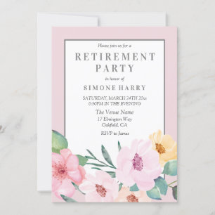 Uitnodiging van de roze Floral Border Retirement P
