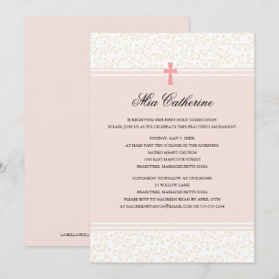 Uitnodiging van de roze kruis van de eerste Heilig