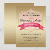 uitnodiging van de roze prinses Royal Birthday Par (Voorkant / Achterkant)