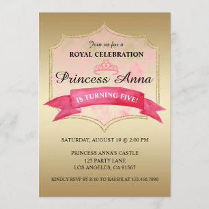 uitnodiging van de roze prinses Royal Birthday Par