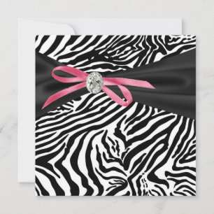  uitnodiging van de roze Zebra
