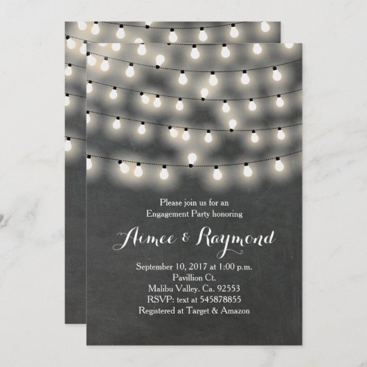 Uitnodiging van de Rustic Engagement Party van Cha (Voorkant / Achterkant)