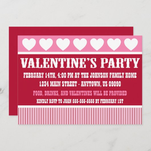 Uitnodiging van de Rustic Valentijnsdag Party (Don (Voorkant / Achterkant)