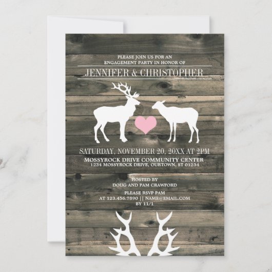 Uitnodiging van de Rustige Buck and Doe Engagement (Voorkant)