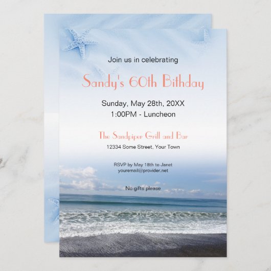 Uitnodiging van de Scene in de Serene Blue Ocean (Voorkant / Achterkant)