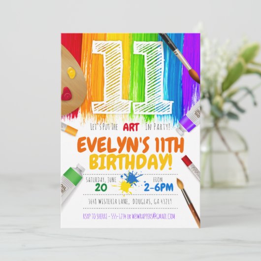 Uitnodiging van de schilderpartij, Art Birthday Pa (Staand voorkant)