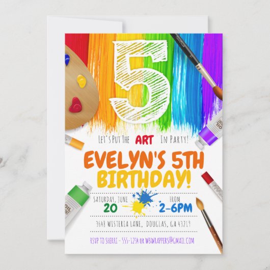 Uitnodiging van de schilderpartij, Art Birthday Pa (Voorkant)