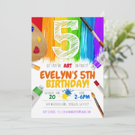 Uitnodiging van de schilderpartij, Art Birthday Pa (Staand voorkant)