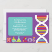 Uitnodiging van de Science Birthday Party (Voorkant)