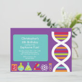 Uitnodiging van de Science Birthday Party (Staand voorkant)