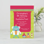 Uitnodiging van de Science Birthday Party (Staand voorkant)