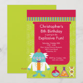 Uitnodiging van de Science Birthday Party (Voorkant / Achterkant)