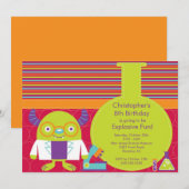 Uitnodiging van de Science Birthday Party (Voorkant / Achterkant)
