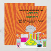 Uitnodiging van de Science Birthday Party (Voorkant / Achterkant)