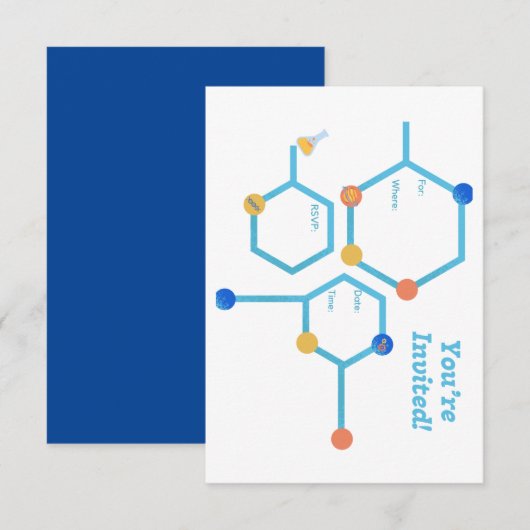 Uitnodiging van de Science Birthday Party (Voorkant / Achterkant)
