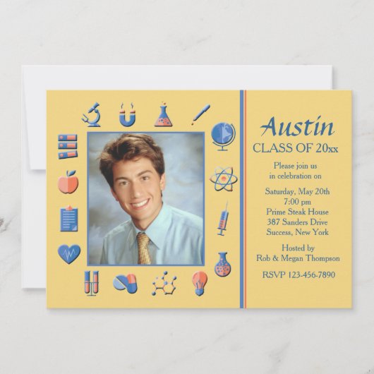 Uitnodiging van de Science Lijst Graduation Party (Voorkant)