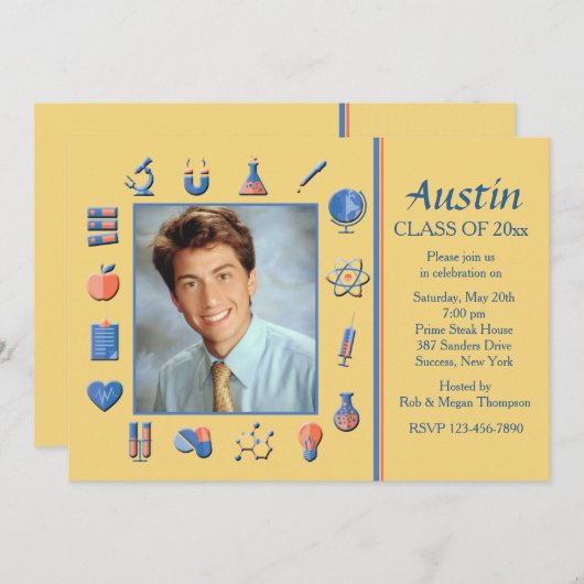 Uitnodiging van de Science Lijst Graduation Party (Voorkant / Achterkant)