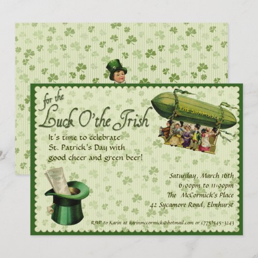 Uitnodiging van de  Sint Patrick's Day (Voorkant / Achterkant)