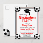 Uitnodiging van de Soccer Red & Black Graduparty (Voorkant / Achterkant)