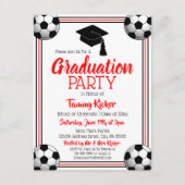 Uitnodiging van de Soccer Red & Black Graduparty (Voorkant)
