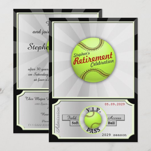 Uitnodiging van de Softball Field Pass Retirement  (Voorkant / Achterkant)
