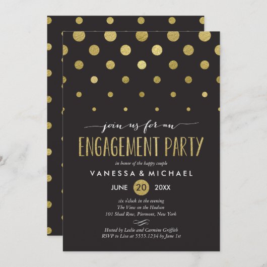 Uitnodiging van de Sparkle Stippen Engagement Part (Voorkant / Achterkant)
