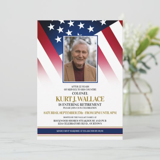 Uitnodiging van de speciale militaire aftredingspa (Staand voorkant)