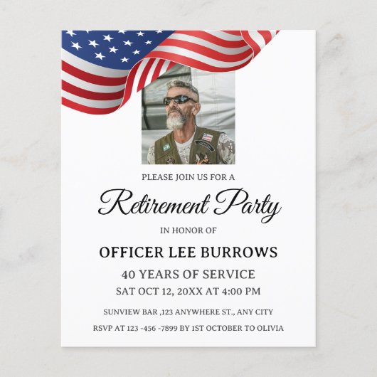 Uitnodiging van de speciale militaire aftredingspa flyer (Voorkant)
