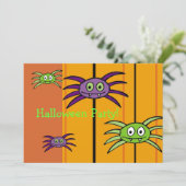 Uitnodiging van de Spinnen van de Halloween Party (Staand voorkant)