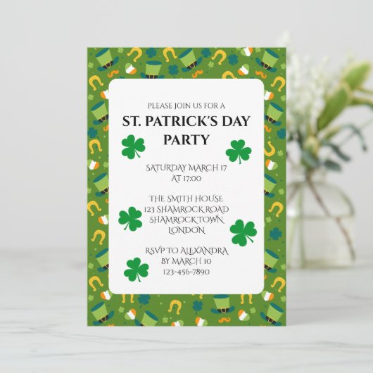 Uitnodiging van de St Patrick's Day Party (Staand voorkant)