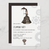 Uitnodiging van de Steampunk-partij (Voorkant / Achterkant)