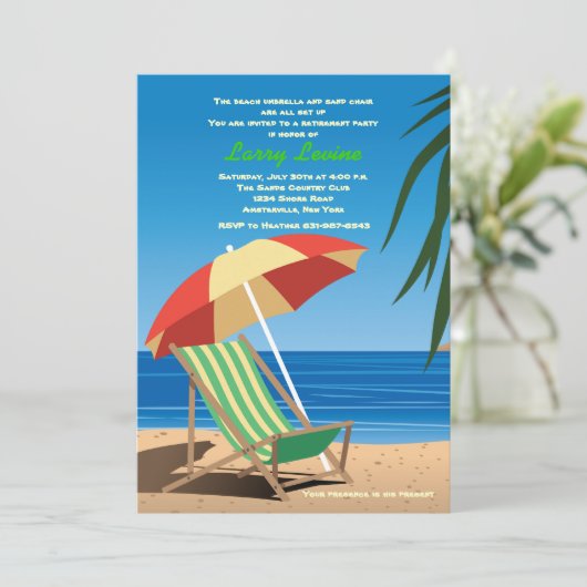 Uitnodiging van de sunbathing Time Retirement Part (Staand voorkant)