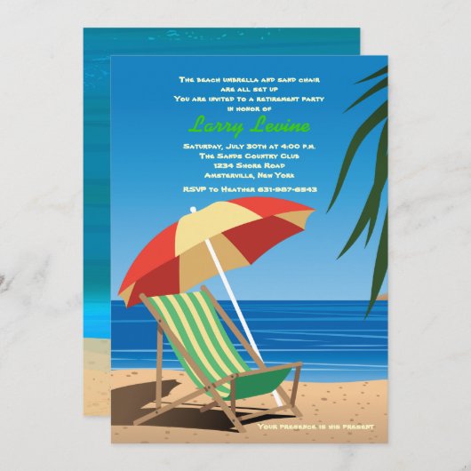 Uitnodiging van de sunbathing Time Retirement Part (Voorkant / Achterkant)