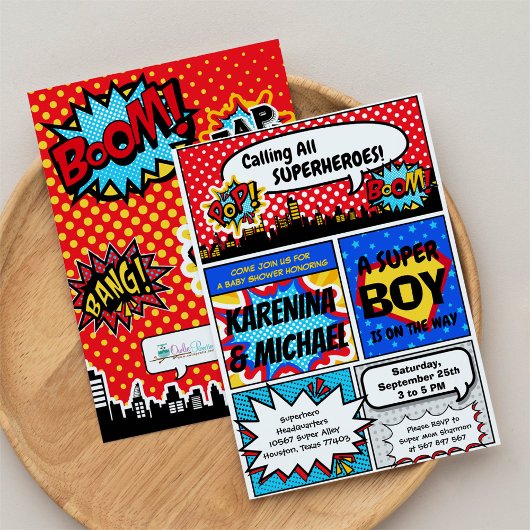 Uitnodiging van de Superheld Couples Baby shower