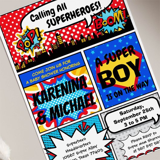 Uitnodiging van de Superheld Couples Baby shower