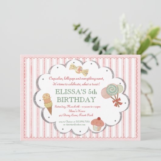 Uitnodiging van de  Sweet-partij (Staand voorkant)