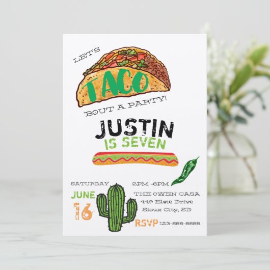 uitnodiging van de Taco Party (Staand voorkant)