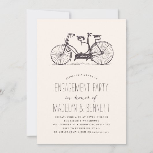 uitnodiging van de Tandem Bicycle Engagement Part (Voorkant)
