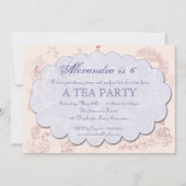  uitnodiging van de Tea-partij Toile Birthday (Voorkant)