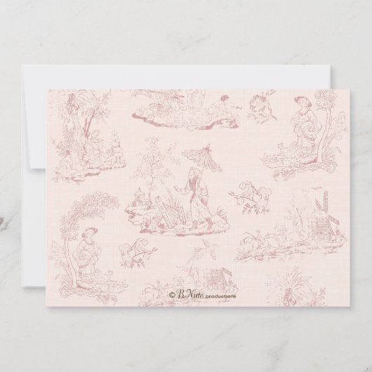 uitnodiging van de Tea-partij Toile Birthday (Achterkant)