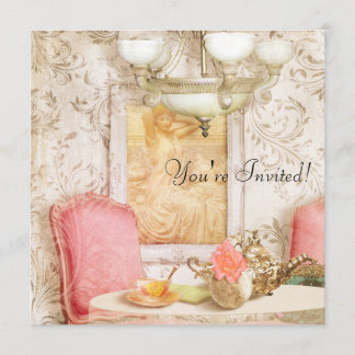 Uitnodiging van de Tea Party. Shabby Chic, Victori