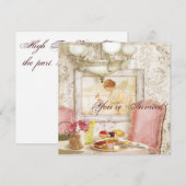 Uitnodiging van de Tea Party. Shabby Chic, Victori (Voorkant / Achterkant)