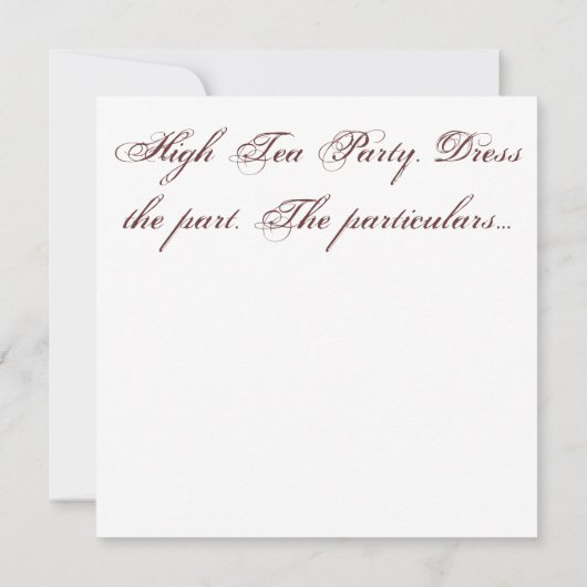 Uitnodiging van de Tea Party. Shabby Chic, Victori (Achterkant)