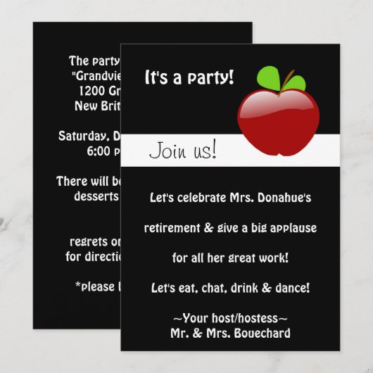 Uitnodiging van de Teacher Party in ruste (Voorkant / Achterkant)