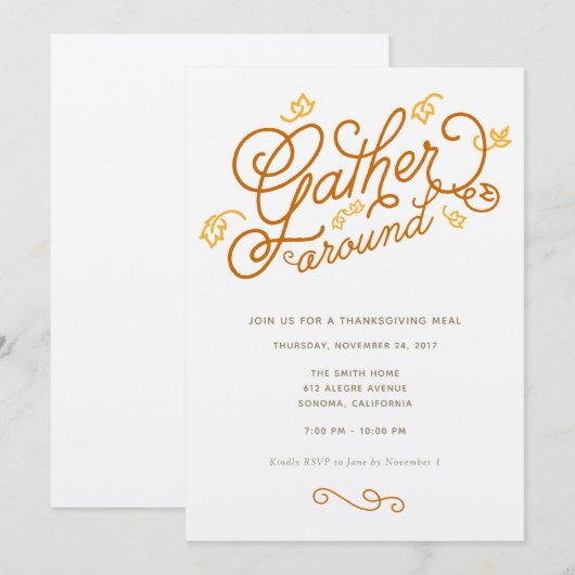 Uitnodiging van de Thanksgiving (Voorkant / Achterkant)